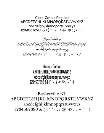 Full font with acceptable characters