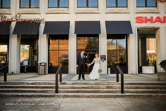 downtown winston salem wedding couple