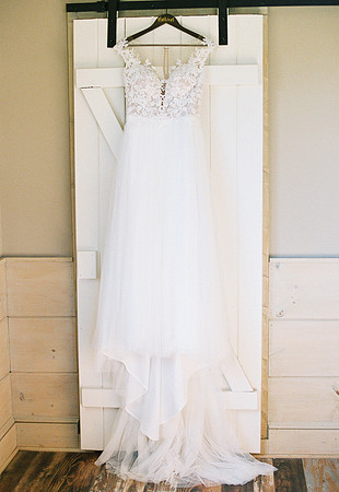 Wedding dress hanging at Luna's Trail