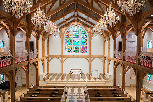 Greenbrier Chapel set up inside for a ceremony